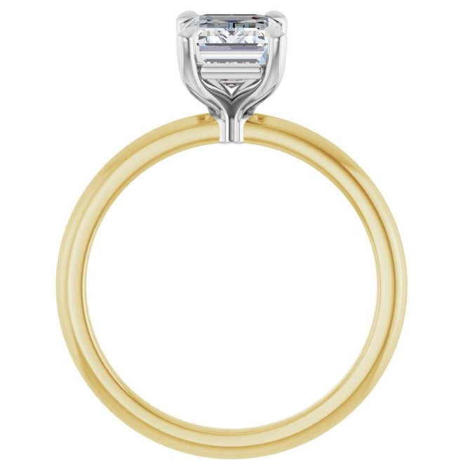 14K Yellow Or White Or Two-Tone Gold Emerald 8 X 6 Mm Polished 1 3/4 Ctw Lab-Grown Diamond Engagement Ring Size 7