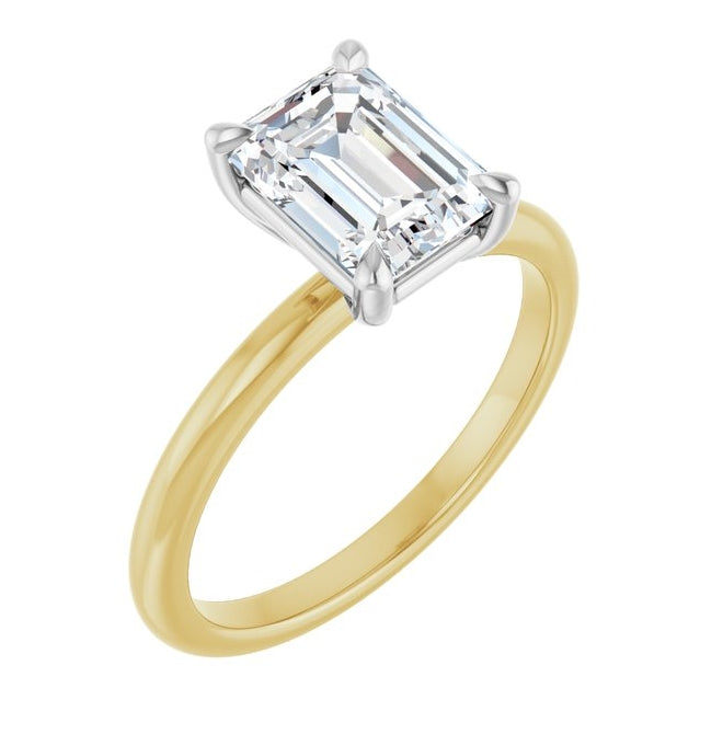 14K Yellow Or White Or Two-Tone Gold Emerald 8 X 6 Mm Polished 1 3/4 Ctw Lab-Grown Diamond Engagement Ring Size 7