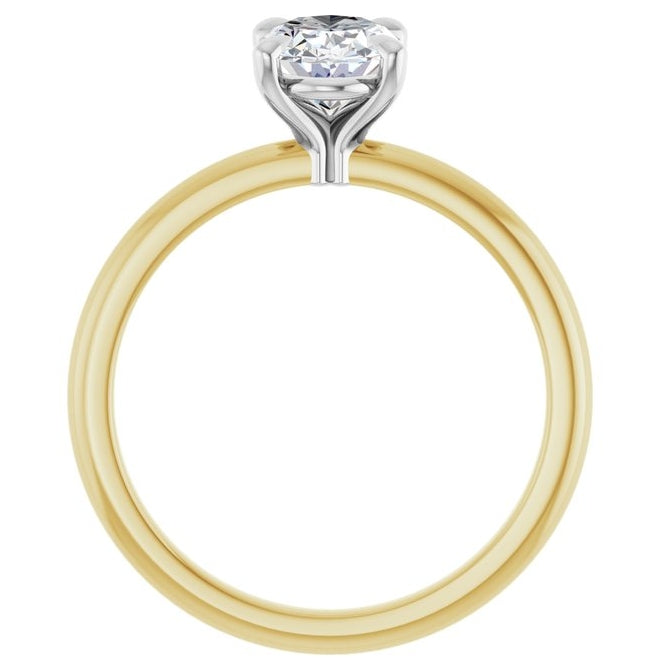 14K Yellow Or White Or Two Tone Gold Oval 8 X 6 Mm Polished 1 Ctw Lab-Grown Diamond Engagement Ring Size 7