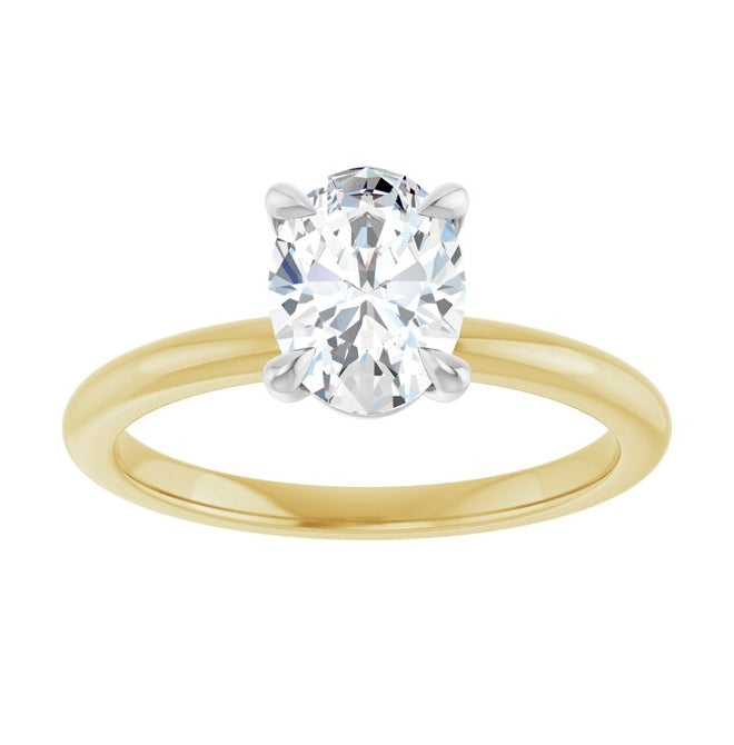 14K Yellow Or White Or Two Tone Gold Oval 8 X 6 Mm Polished 1 Ctw Lab-Grown Diamond Engagement Ring Size 7