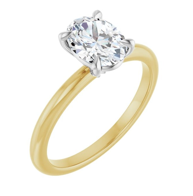 14K Yellow Or White Or Two Tone Gold Oval 8 X 6 Mm Polished 1 Ctw Lab-Grown Diamond Engagement Ring Size 7