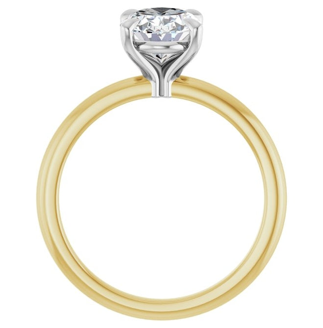 14K Yellow Or Two-Tone Gold Oval 9 X 7 Mm Polished 1 1/2 Ctw Lab-Grown Diamond Engagement Ring Size 7