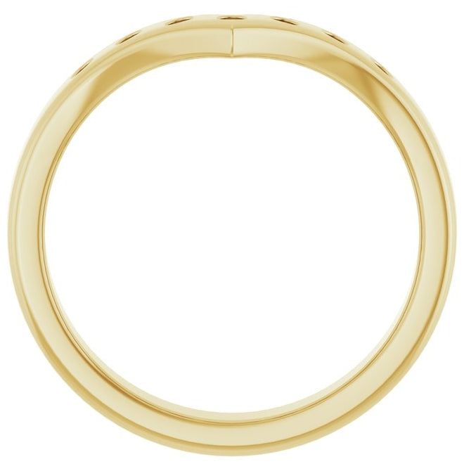 14K Yellow Gold Round 1.5 Mm Polished 1/10 Ctw Lab Grown Diamond Contour Band Size 7