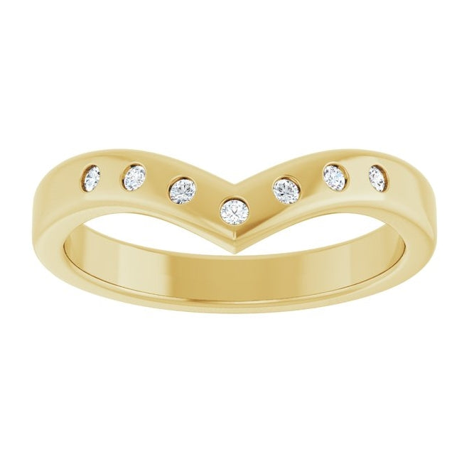 14K Yellow Gold Round 1.5 Mm Polished 1/10 Ctw Lab Grown Diamond Contour Band Size 7
