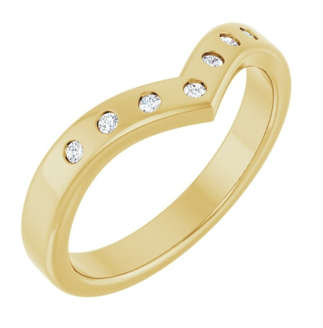 14K Yellow Gold Round 1.5 Mm Polished 1/10 Ctw Lab Grown Diamond Contour Band Size 7