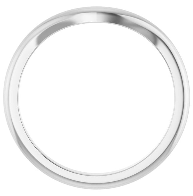 14K White Gold Oval 9 X 7 Mm Polished Matching Band Size 7
