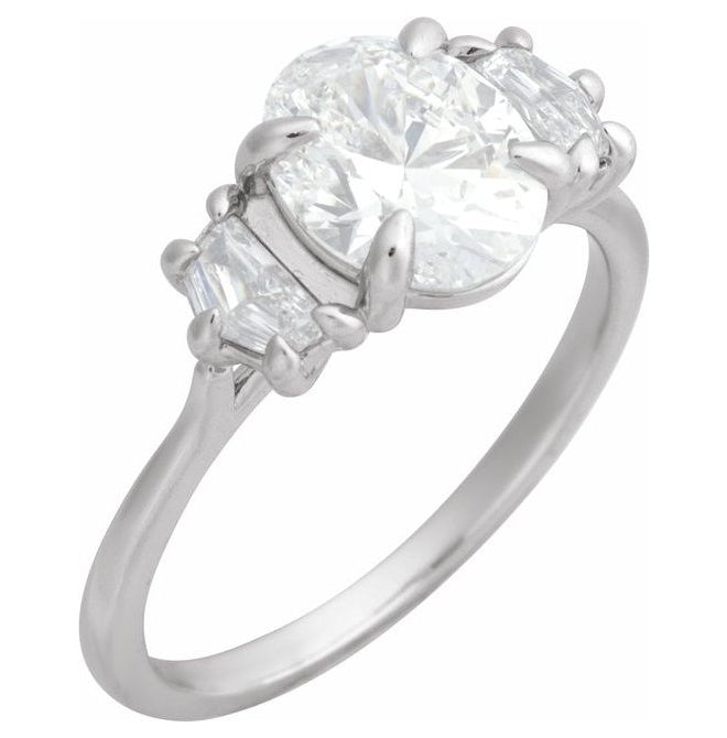 14K White Gold Oval 10 X 8 Mm Vs, F+  Polished 2 1/2 Ctw Lab-Grown Diamond Engagement Ring Size 7