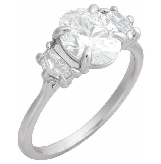 14K White Gold Oval 10 X 8 Mm Vs, F+  Polished 2 1/2 Ctw Lab-Grown Diamond Engagement Ring Size 7