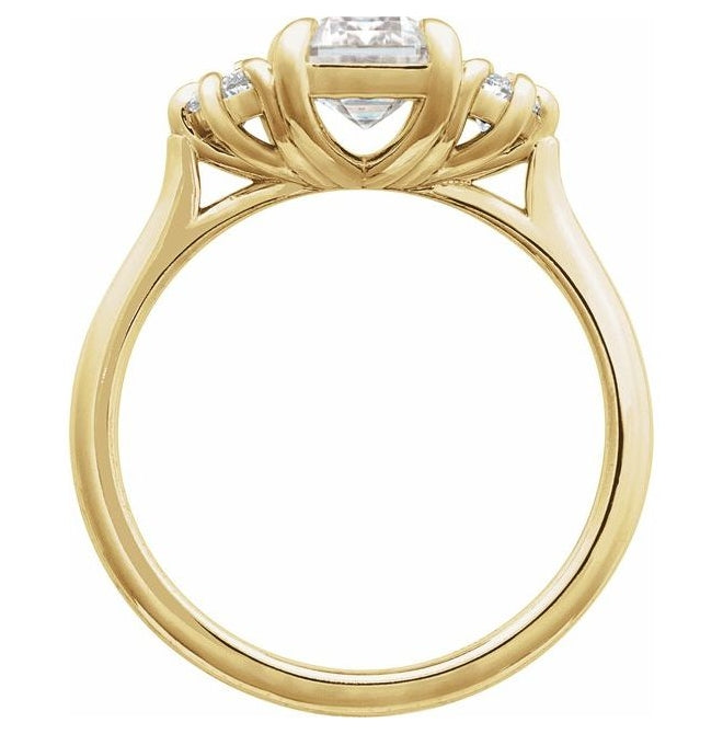 14K Yellow Gold Emerald 8 X 6 Mm Vs, F-G  Polished 2 1/5 Ctw Lab-Grown Diamond Engagement Ring Size 7