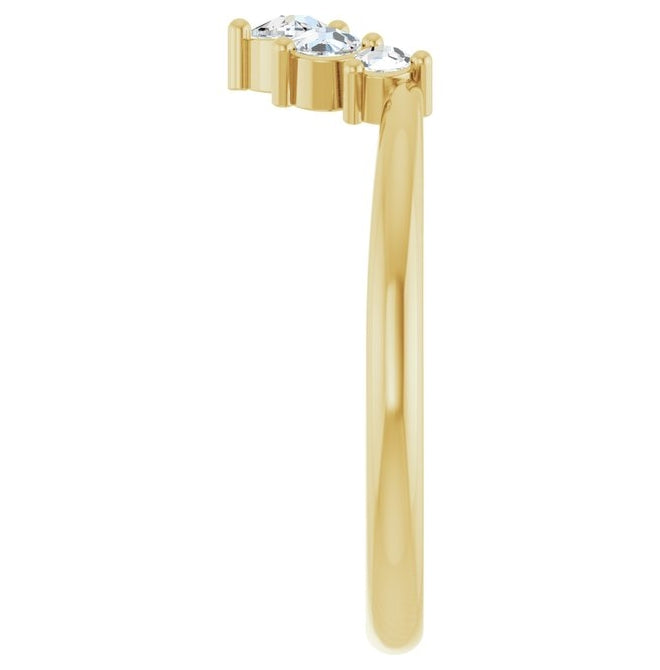14K Yellow Gold Round Polished 1/6 Ctw Natural Rose-Cut Diamond Contour Band Size 7