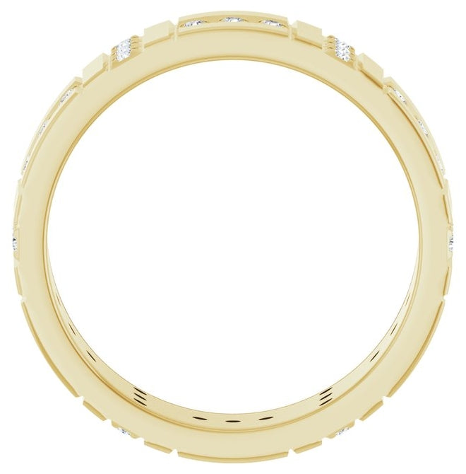 14K Yellow Gold Round 1.2 Mm 5.5 Mm Vs, F+ Polished 1/4 Ctw Lab-Grown Diamond Accented Eternity Band Size 10