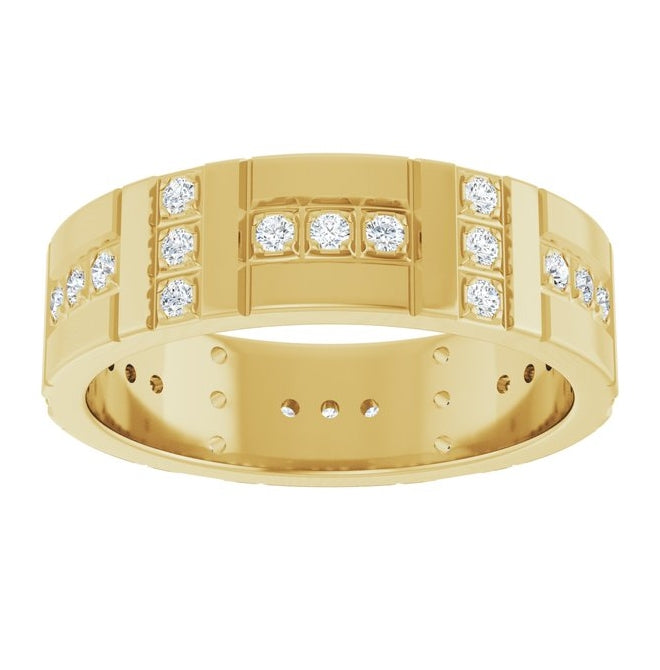 14K Yellow Gold Round 1.2 Mm 5.5 Mm Vs, F+ Polished 1/4 Ctw Lab-Grown Diamond Accented Eternity Band Size 10