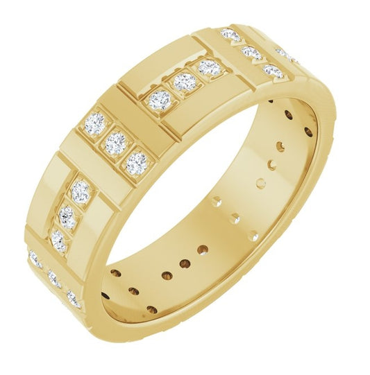 14K Yellow Gold Round 1.2 Mm 5.5 Mm Vs, F+ Polished 1/4 Ctw Lab-Grown Diamond Accented Eternity Band Size 10