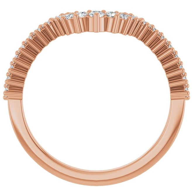 14K Rose Gold Round Polished 1/4 Ctw Natural Diamond Contour Band Size 7