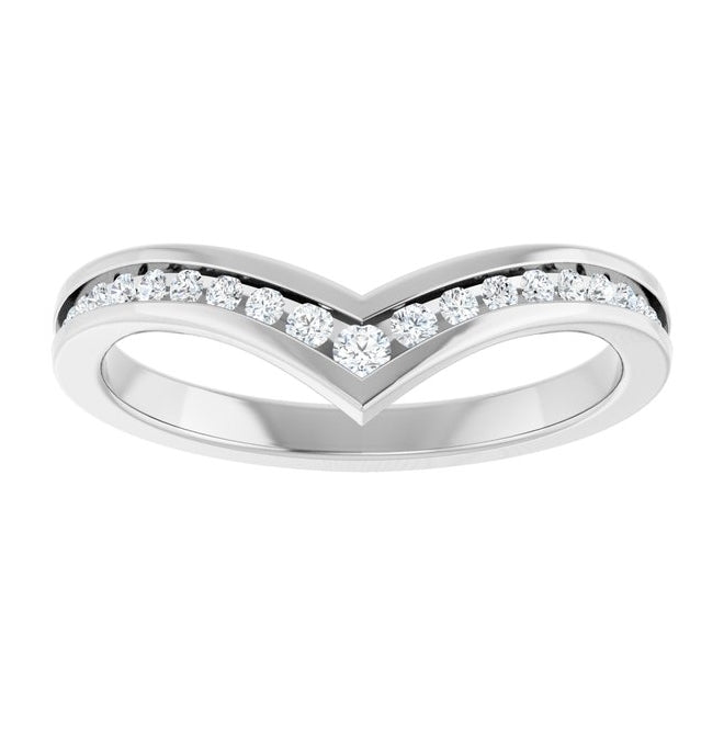 Platinum Round Polished 1/5 Ctw Natural Diamond Contour Band Size 7
