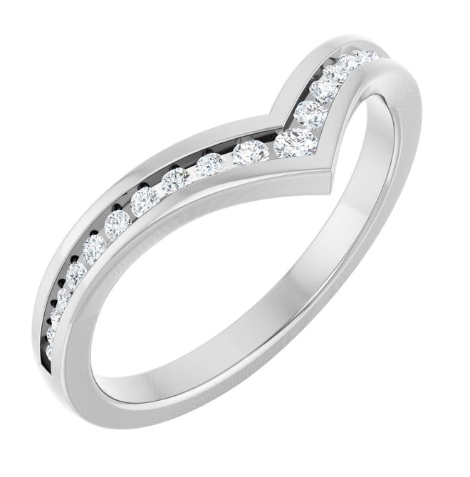 Platinum Round Polished 1/5 Ctw Natural Diamond Contour Band Size 7