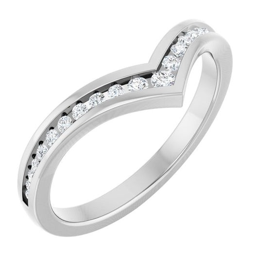 Platinum Round Polished 1/5 Ctw Natural Diamond Contour Band Size 7