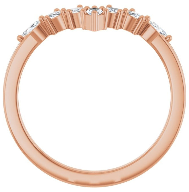 14K Rose Gold Marquise 3.5 X 2 Mm Polished 1/4 Ctw Natural Diamond Contour Band Size 7
