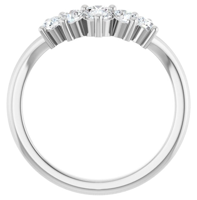 14K White Gold Round 3.5 Mm Polished 1/2 Ctw Lab-Grown Diamond Contour Band Size 7
