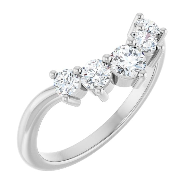 14K White Gold Round 3.5 Mm Polished 1/2 Ctw Lab-Grown Diamond Contour Band Size 7
