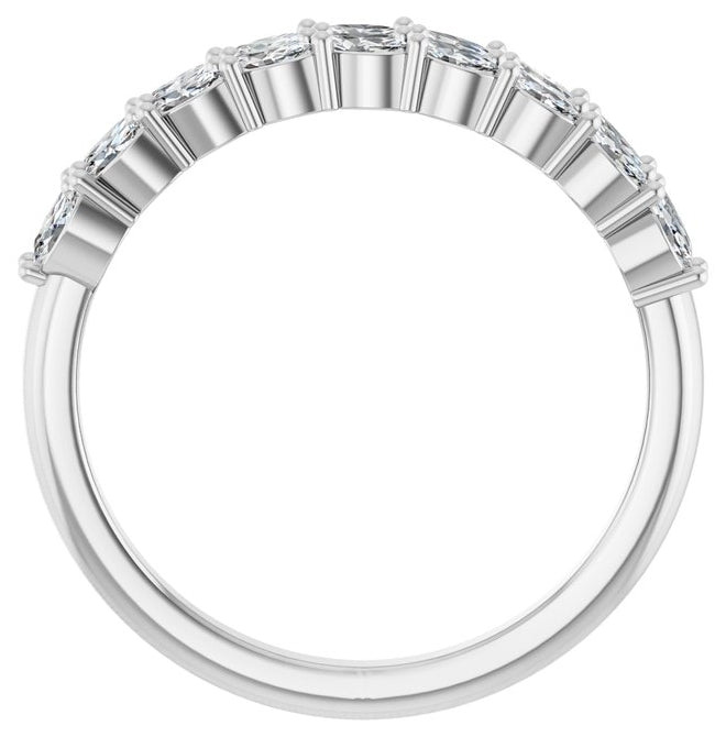 14K Yellow Or White Gold Marquise 3 X 1.5 Mm Polished 1/2 Ctw Natural Diamond Double Row Anniversary Band