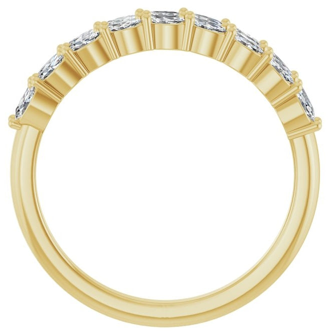 14K Yellow Or White Gold Marquise 3 X 1.5 Mm Polished 1/2 Ctw Natural Diamond Double Row Anniversary Band