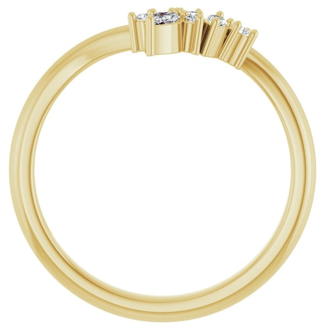 14K Yellow Gold Marquise 4 X 2 Mm Polished 1/8 Ctw Lab-Grown Diamond Contour Band Size 7