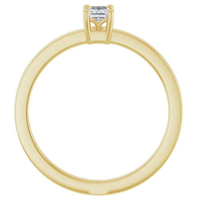 14K Yellow Or White Gold Emerald 4 X 3 Mm Polished 1/4 Ct Lab-Grown Diamond Solitaire Ring