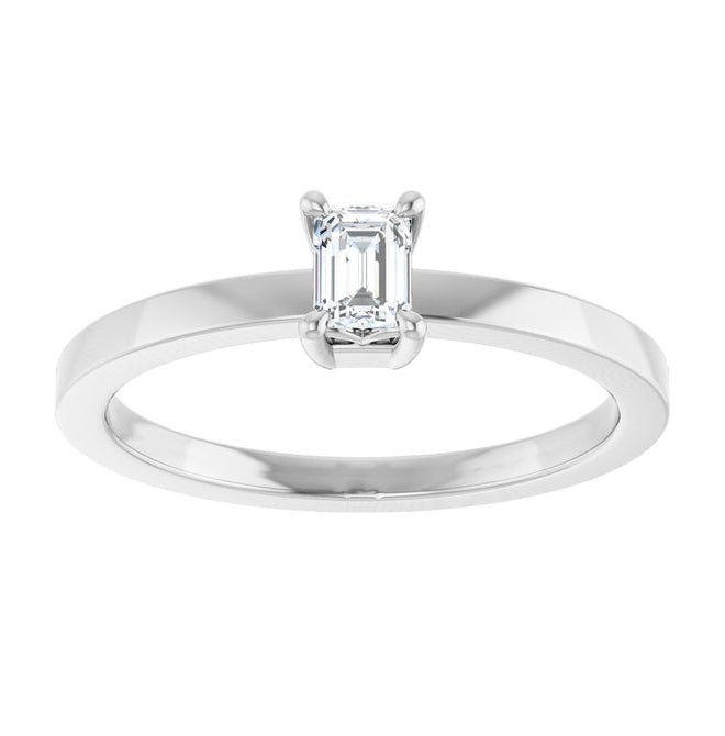 14K Yellow Or White Gold Emerald 4 X 3 Mm Polished 1/4 Ct Lab-Grown Diamond Solitaire Ring
