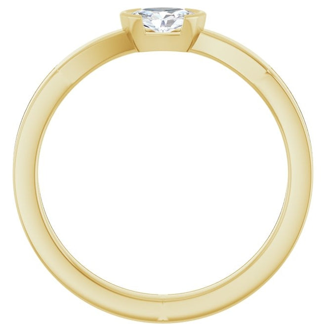 14K Yellow Or White Gold Oval 5 X 3.5 Mm Polished 1/4 Ctw Lab-Grown Diamond Half Bezel Solitaire Ring