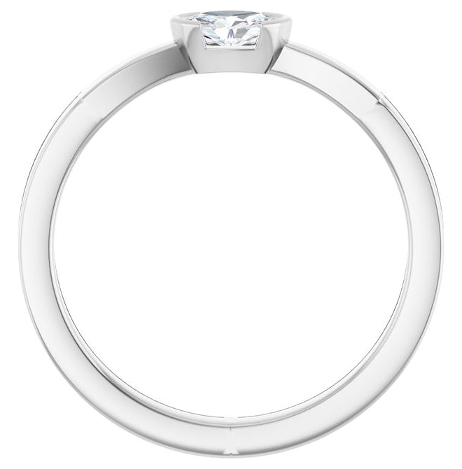 14K Yellow Or White Gold Oval 5 X 3.5 Mm Polished 1/4 Ctw Lab-Grown Diamond Half Bezel Solitaire Ring