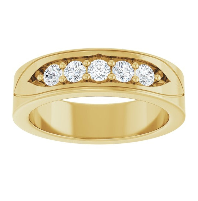 14K Yellow Gold Round 3 Mm Polished 1/2 Ctw Lab-Grown Diamond Band Size 10