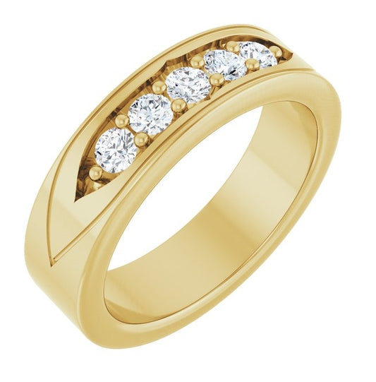 14K Yellow Gold Round 3 Mm Polished 1/2 Ctw Lab-Grown Diamond Band Size 10