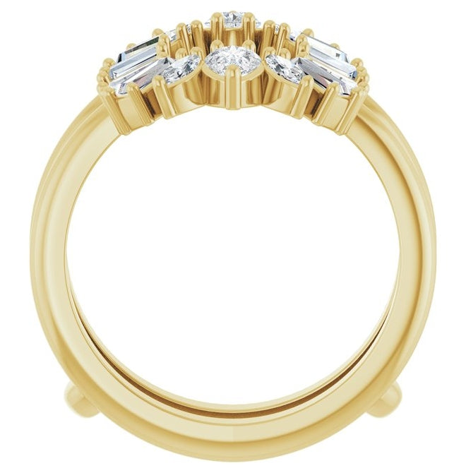 14K Yellow Gold Pear 4.5 X 3 Mm Polished 1 Ctw Lab-Grown Diamond Ring Guard Size 7