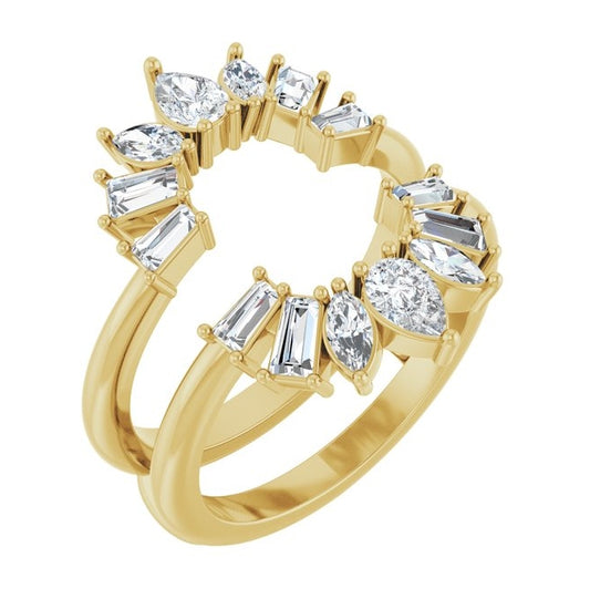 14K Yellow Gold Pear 4.5 X 3 Mm Polished 1 Ctw Lab-Grown Diamond Ring Guard Size 7