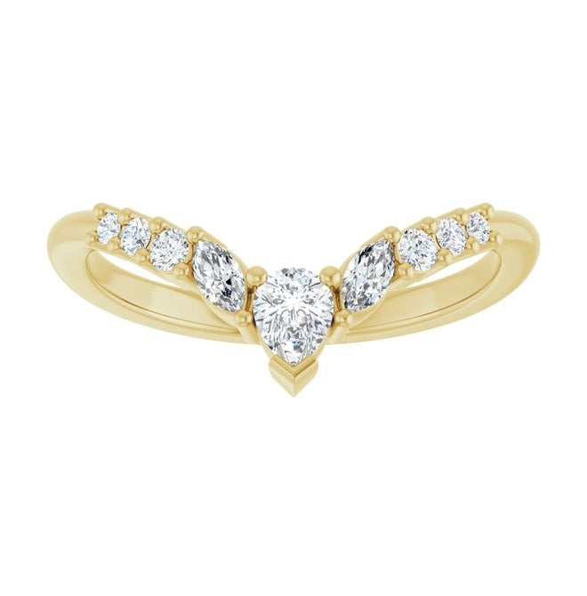 14K Yellow Or White Gold Polished 1/3 Ctw Lab-Grown Diamond Contour Band Size 7