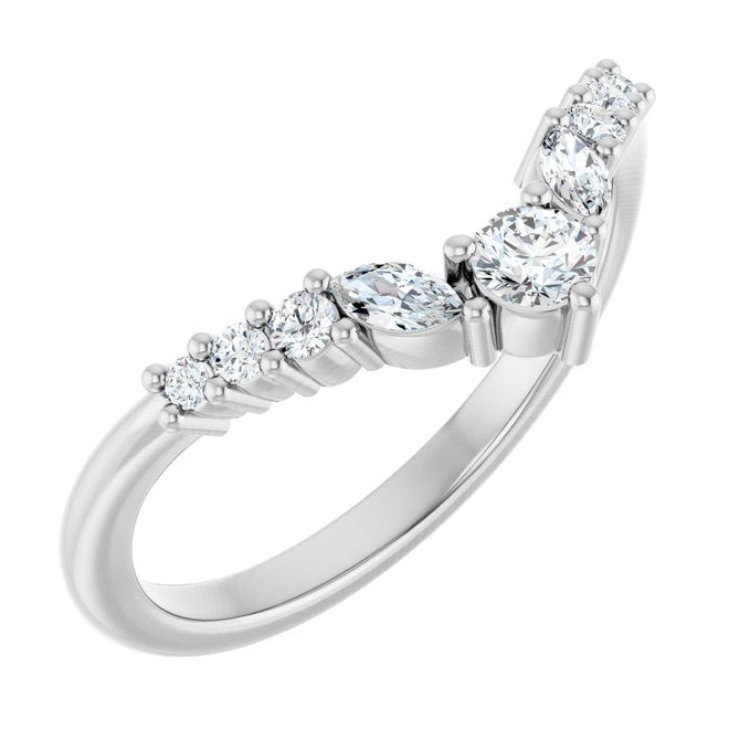 14K Yellow Or White Gold Polished 1/4 Ctw Lab-Grown Diamond Contour Band Size 7