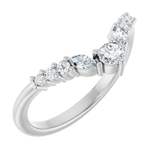 14K Yellow Or White Gold Polished 1/4 Ctw Lab-Grown Diamond Contour Band Size 7