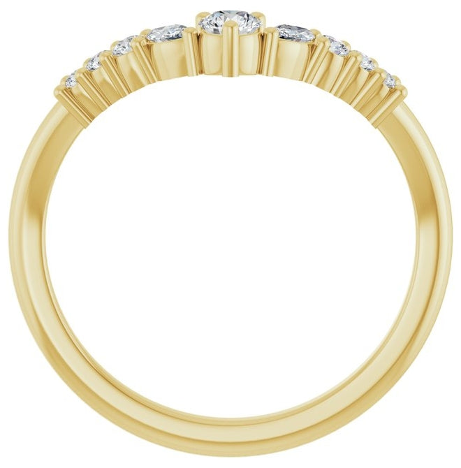 14K Yellow Or White Gold Polished 1/4 Ctw Lab-Grown Diamond Contour Band Size 7