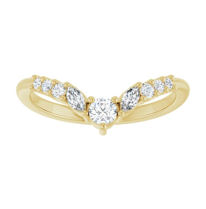 14K Yellow Or White Gold Polished 1/4 Ctw Lab-Grown Diamond Contour Band Size 7