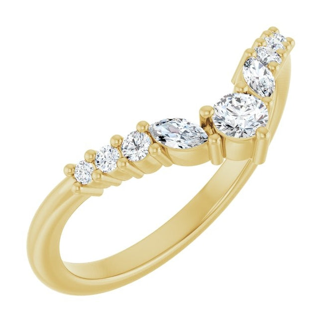 14K Yellow Or White Gold Polished 1/4 Ctw Lab-Grown Diamond Contour Band Size 7