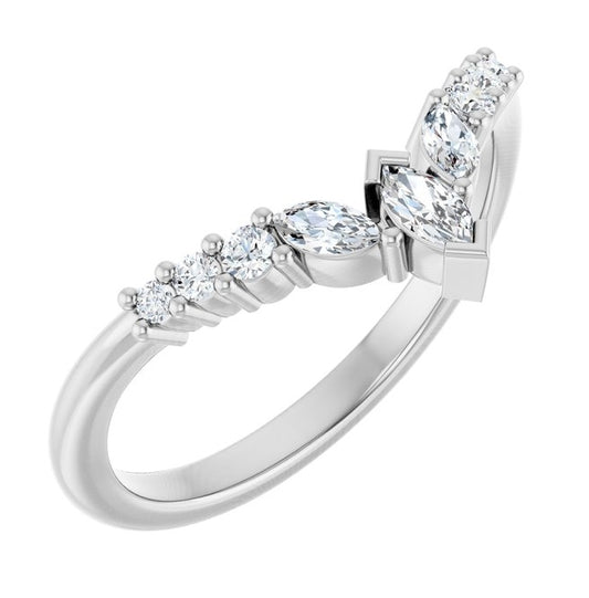 14K Yellow Or White Gold Polished 1/4 Ctw Lab-Grown Diamond Contour Band Size 7