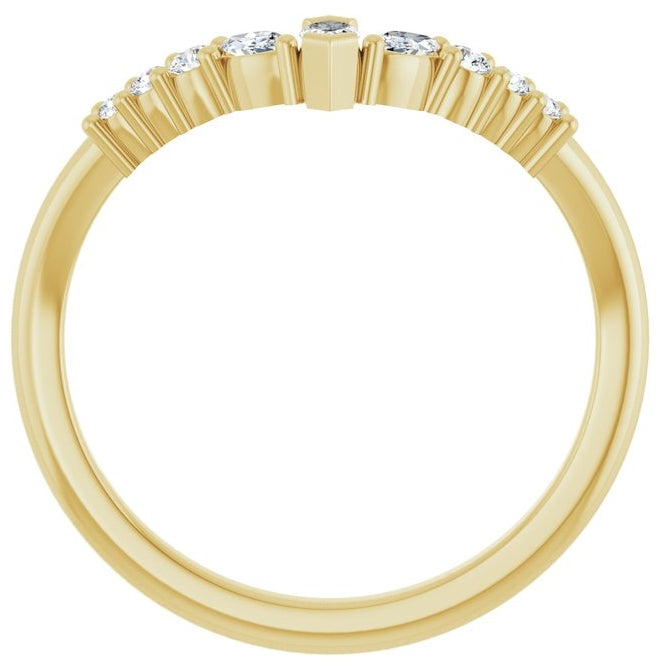 14K Yellow Or White Gold Polished 1/4 Ctw Lab-Grown Diamond Contour Band Size 7