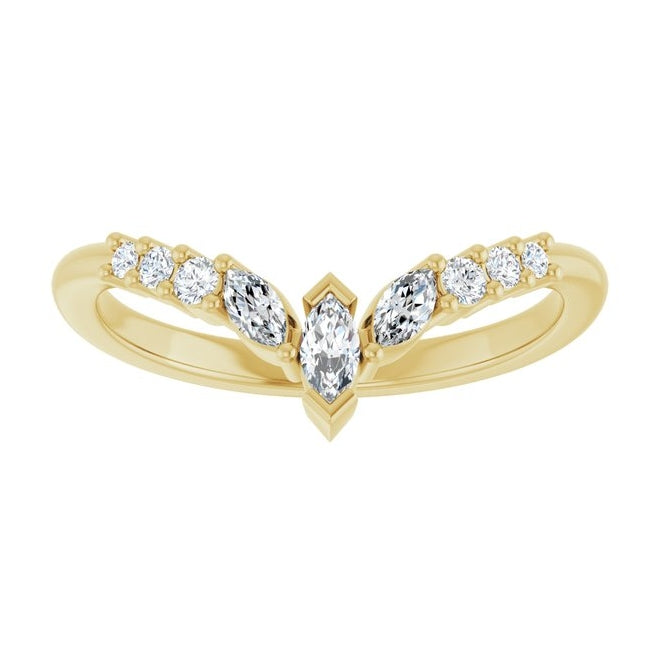14K Yellow Or White Gold Polished 1/4 Ctw Lab-Grown Diamond Contour Band Size 7