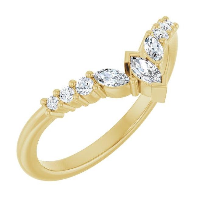 14K Yellow Or White Gold Polished 1/4 Ctw Lab-Grown Diamond Contour Band Size 7