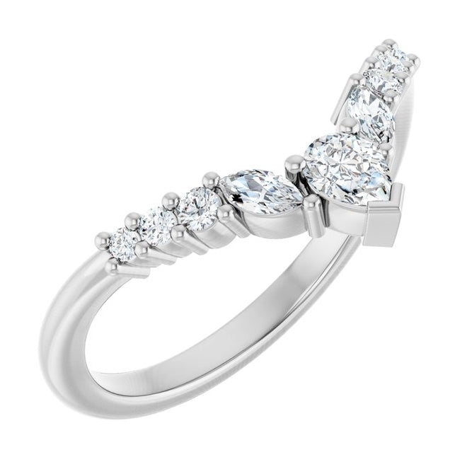 14K Yellow Or White Gold Polished 1/3 Ctw Lab-Grown Diamond Contour Band Size 7