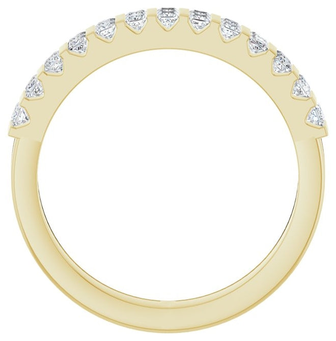 14K Yellow Gold Square 1.5 X 1.5 Mm Polished 1/2 Ctw Natural Diamond Anniversary Band Size 7