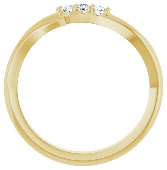 14K Yellow Gold Round 2 Mm Polished .08 Ctw Natural Diamond Three-Stone Stackable Ring Size 7