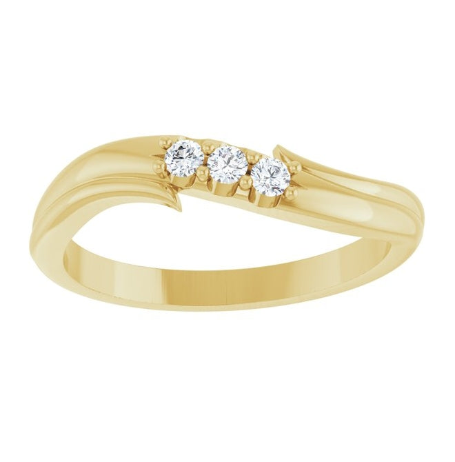 14K Yellow Or White Gold Round 2 Mm Polished .08 Ctw Lab-Grown Diamond Three-Stone Stackable Ring