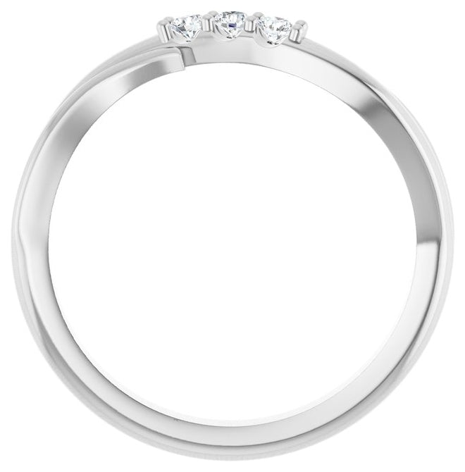 14K Yellow Or White Gold Round 2 Mm Polished .08 Ctw Lab-Grown Diamond Three-Stone Stackable Ring